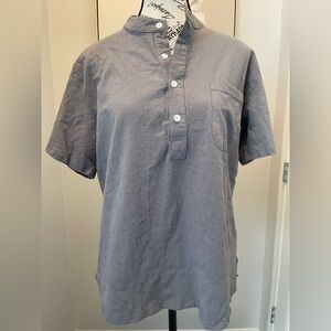 Men’s Gray Casual Button Down Shirt with Short Sleeves - Size Small